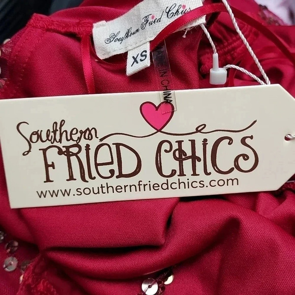 NWT SFC Southern Fried Chics Shimmy Cocktail Party Wine Gold Sequin Dress Sz XS - Picture 11 of 14